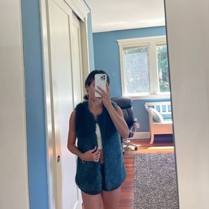 Blue faux fur vest